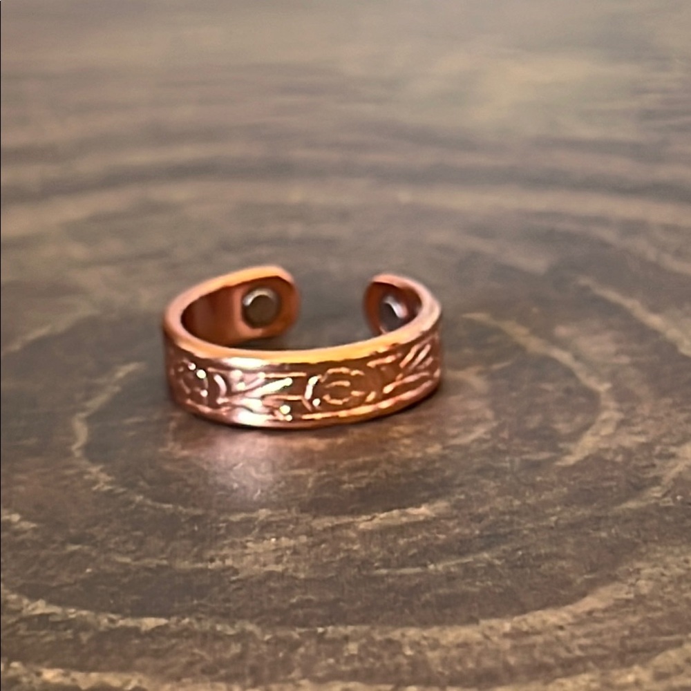 Rose Gold Floral Open Ring